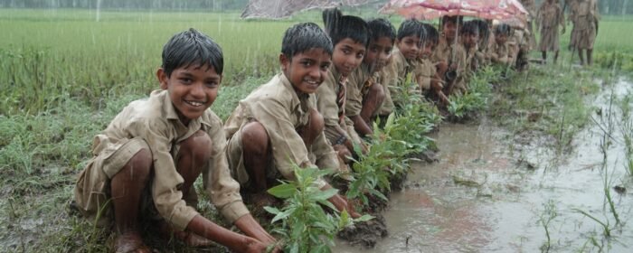 the students are planting trees the students are planting trees